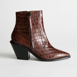 & Other Stories Brown Croc Cowboy Boots